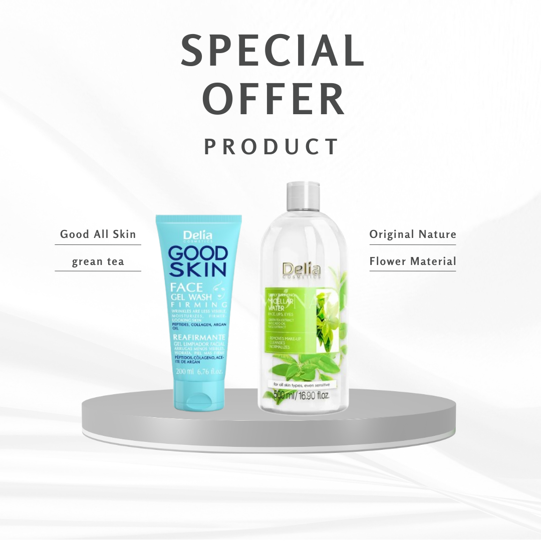 Delia mecellar water green tea 500ml & Firming face gel wash firming , 200 ml